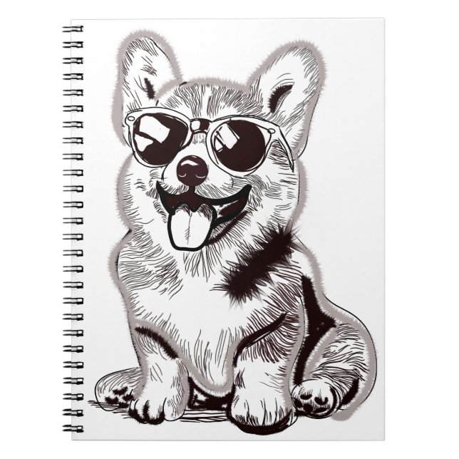 Custom Corgi Puppy with Sunglasses | Sketch Art Anteckningsbok (Framsidan)