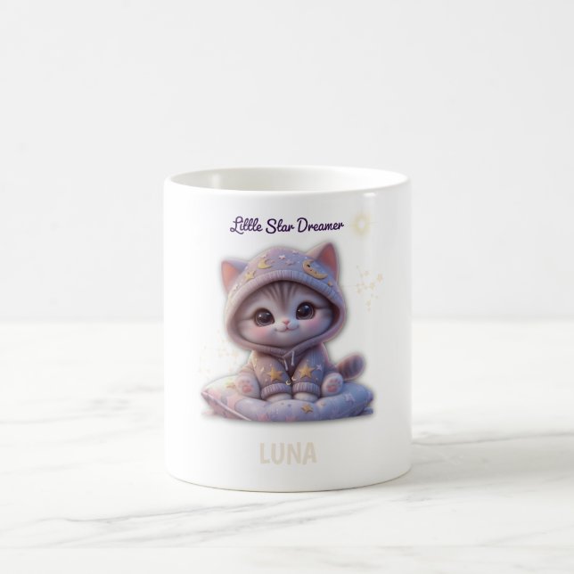 Custom Cosmic Cat Mug – Personalized Pastel Galaxy Kaffemugg (Center)