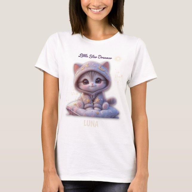 Custom Cosmic Cat T-Shirt – Personalized Pastel  (Framsida)