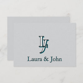 Custom Couple Initials and Names Flat Card Tack Kort