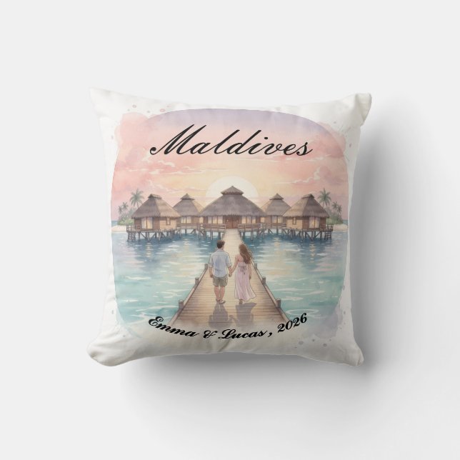Custom Couple Maldives Honeymoon Keepsake Kudde (Framsida)