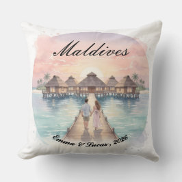 Custom Couple Maldives Honeymoon Keepsake Kudde
