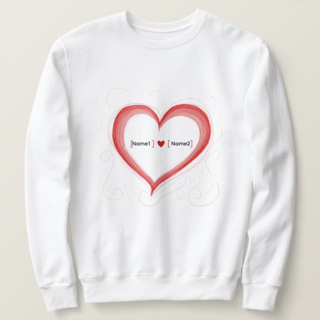 Custom Couple Names Heart Sweatshirt (Design framsida)