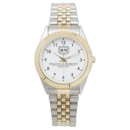 Custom couple names simple minimal monogram armbandsur