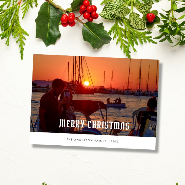 Custom couple photo elegant christmas Card Julkort (Skapare uppladdad)