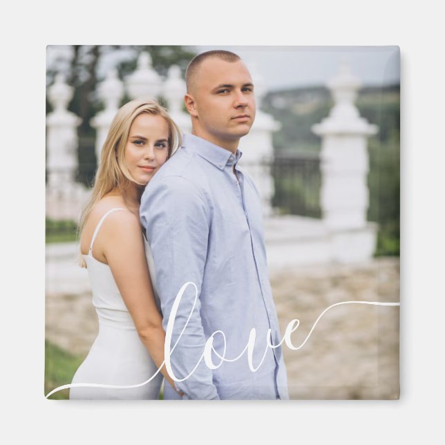 Custom Couple Photo Magnet with Love (Framsidan)