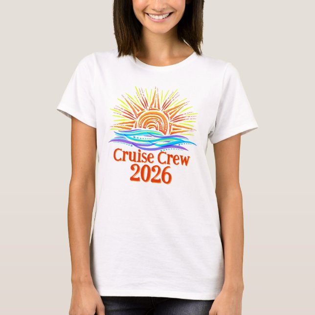 Custom Cruise Crew Sun and Waves T Shirt (Framsida)