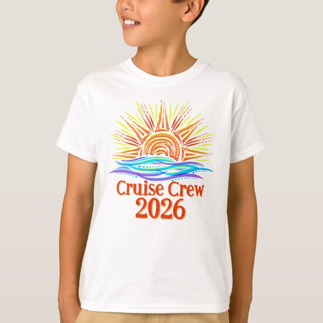 Custom Cruise Crew Sun and Waves T Shirt (Framsida)