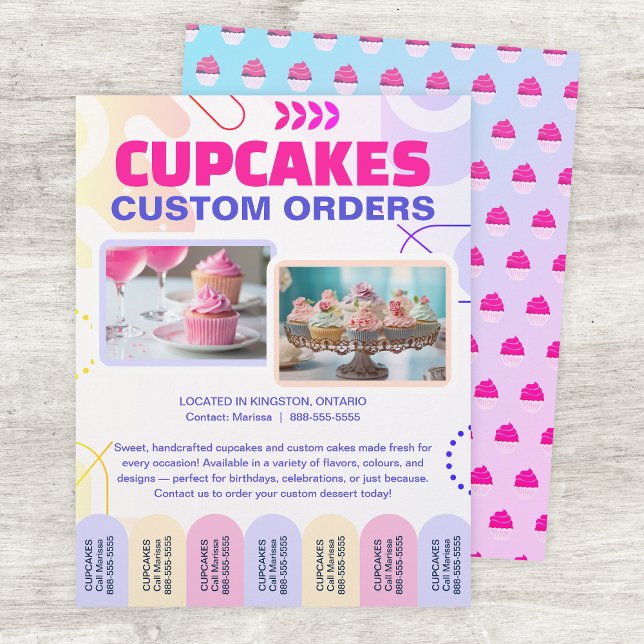 Custom Cupcakes and Cakes Tear Offs Flyer Template (Skapare uppladdad)