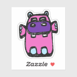 Custom-Cut Vinyl Sticker - Henrietta Hippo Klistermärken