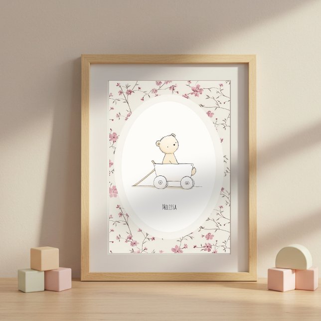 Custom Cute Baby Bear Art – Name Nursery Print Poster (Skapare uppladdad)