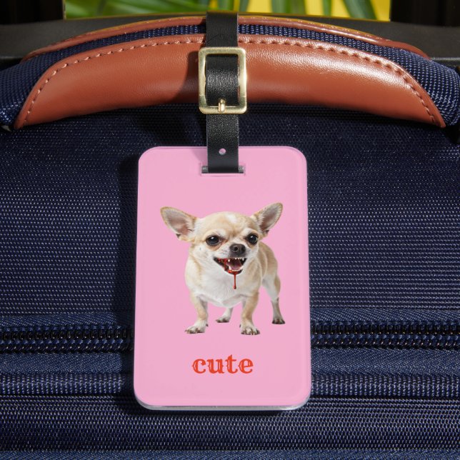 Custom Cute Chihuahua Aggro Nasty Vicious Bagagebricka (Framsida Insitu 2)