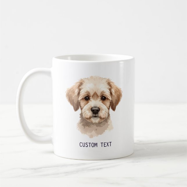 Custom Cute Dog Portrait Photo With Text Kaffemugg (Vänster)