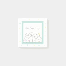 Custom Cute Ghost Family Girly Green Design Post-it Block