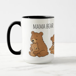 Custom Cute Hand Drawn Mama Bear Baby Bear Coffee Mugg