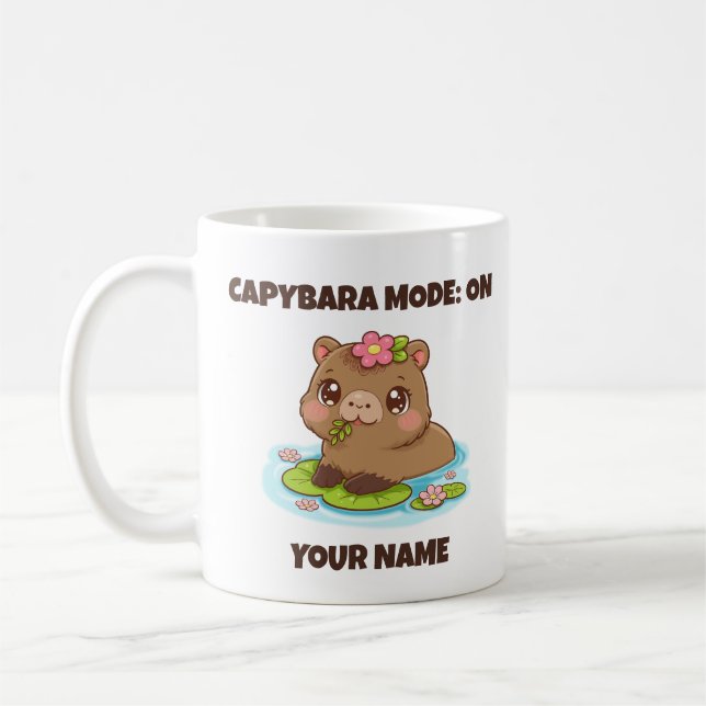 Custom Cute Kawaii Capybara Mode Coffee Mug Kaffemugg (Vänster)