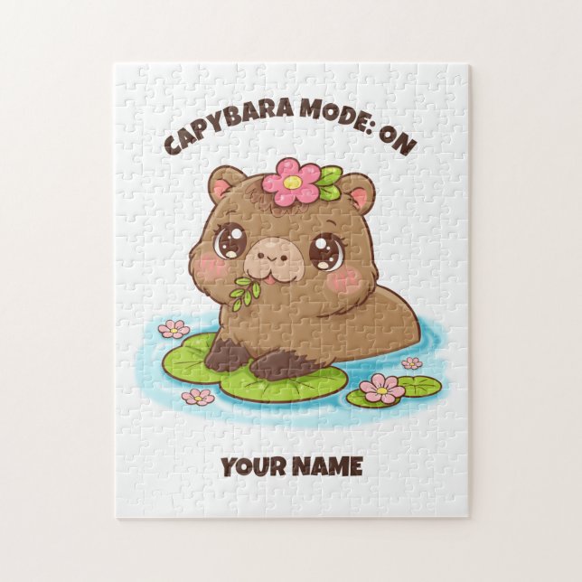 Custom Cute Kawaii Capybara Mode Jigsaw Puzzle Pussel (Vertikal)