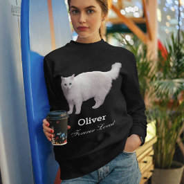 Custom Cute Pet Memorial Photo Name Cat Mom Black T Shirt