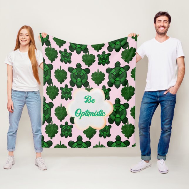 Custom Cute Turtle Leaves Seamless Pattern,  Fleecefilt (På plats)