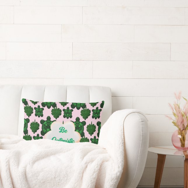 Custom Cute Turtle Leaves Seamless Pattern,  Lumbarkudde (Soffa)