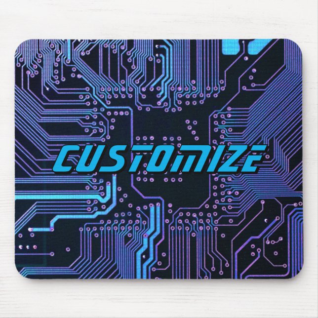 Custom Cyber Blue PCB Circuit Board Tech Art Musmatta (Framsidan)