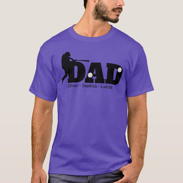 Custom Dad Baseball T-Shirt (Framsida)