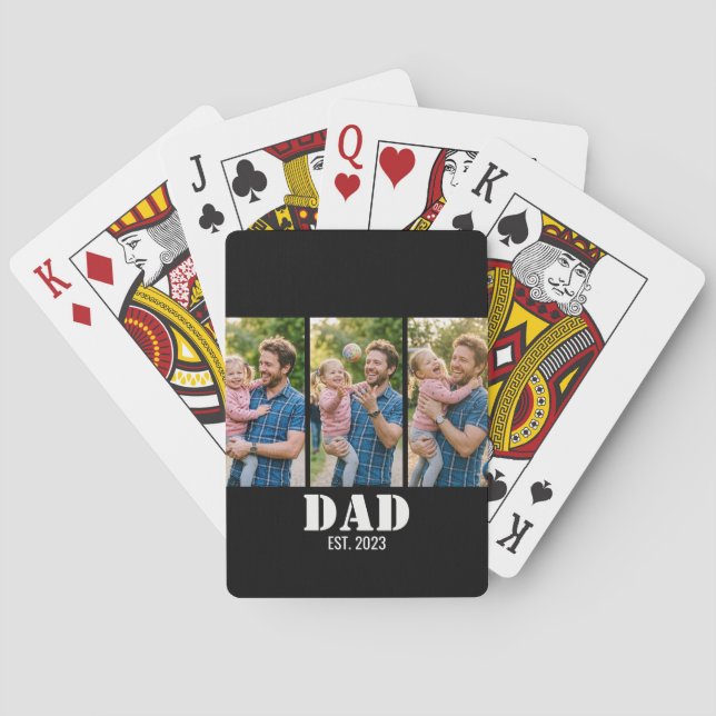 Custom Dad Est. Year Photo  3-Picture Keepsake Casinokort (Baksidan)