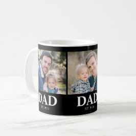 Custom Dad Established 3 Photo Fathers Day Kaffemugg