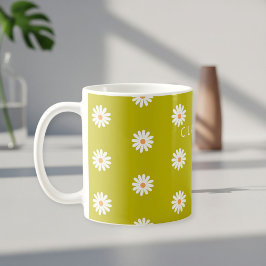 Custom Daisy Mug with Name for Women, Female Daisy Kaffemugg