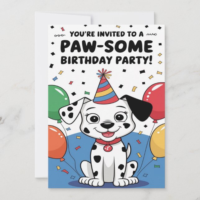 Custom Dalmatian birthday Invitation card Inbjudningar (Framsida)
