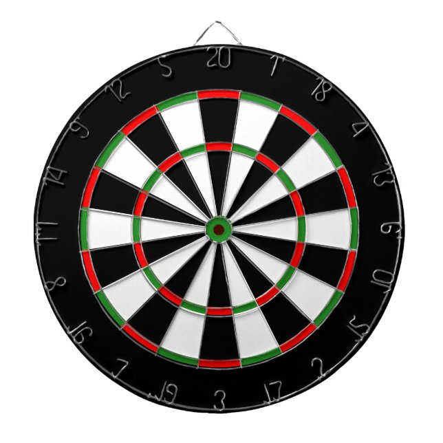 Custom Dartboard - Classic BLACK WHITE, RED GREEN Darttavla (Framsidan)