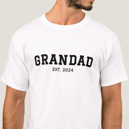 Custom Date Black Established Grandad T Shirt