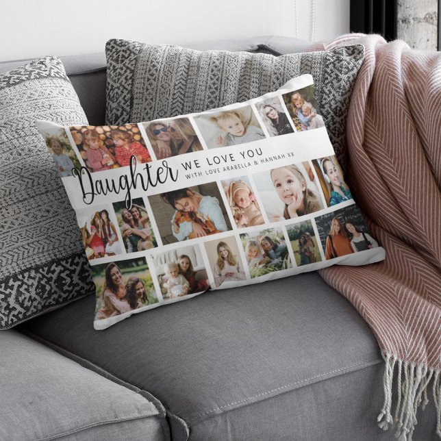 Custom Daughter 18 Photo Collage Lumbarkudde (Skapare uppladdad)