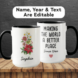 Custom December Birth Flower - Personalized Name Mugg