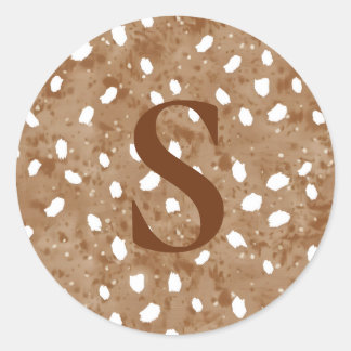 Custom Deer Print Monogram, Rustic Fawn  Runt Klistermärke