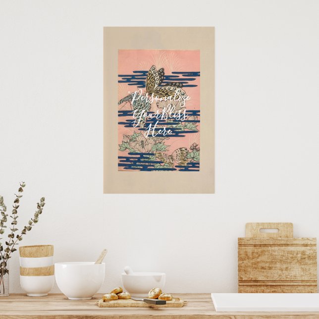 CUSTOM Delicate Hime Kawaii Butterfly Art  Poster (Kök)