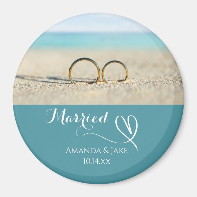 Custom Destination Beach Wedding Magnet (Framsidan)