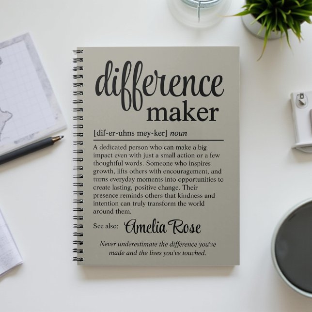 Custom Difference Maker Definition Thank You Gift Anteckningsbok (Skapare uppladdad)
