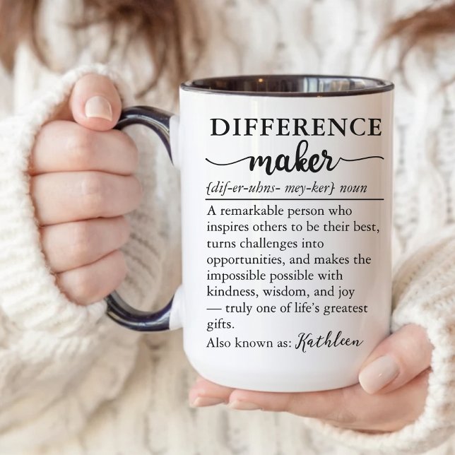 Custom “Difference Marker” Mug for Teacher or Boss Mugg (Custom Thank You Gift for Mentors, Teachers, Leaders & Bosses, Farewell Appreciation Gift Mug, )