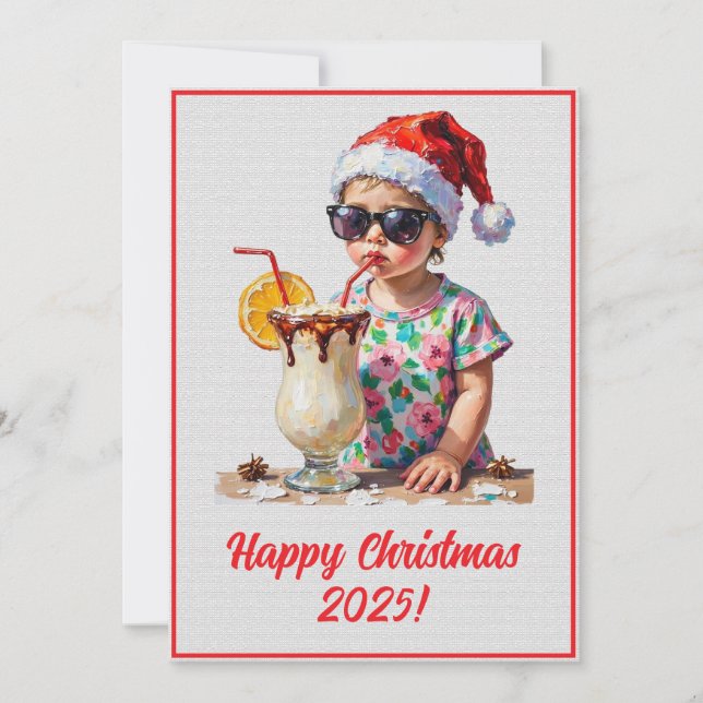 Custom Digital Christmas Baby And Milk Xmas Kort (Framsida)