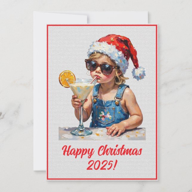 Custom Digital Christmas Baby Drinking Milk Xmas Kort (Framsida)