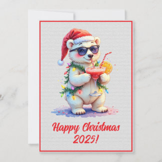 Custom Digital Christmas Polar Bear Cub Xmas Kort