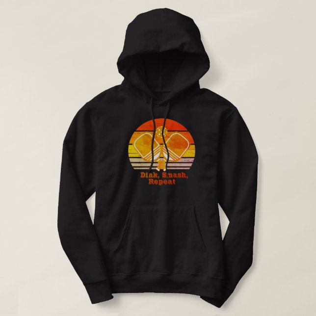 Custom Dink & Smash Sunset Design Pickleball Humor Hoodie (Design framsida)