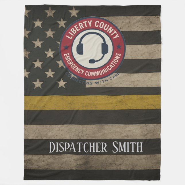 Custom Dispatcher Thin Gold Line Blanket Fleecefilt (Framsidan)
