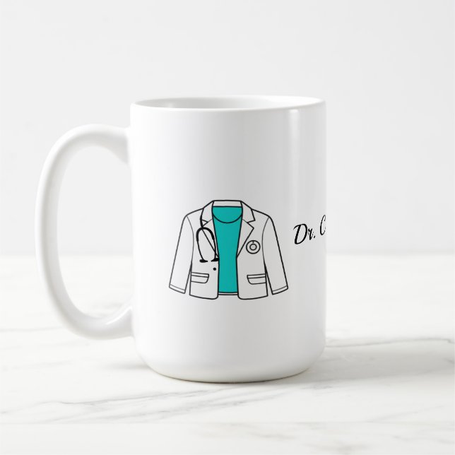 Custom Doctor Coat Mug | Stethoscope Outline  Kaffemugg (Vänster)