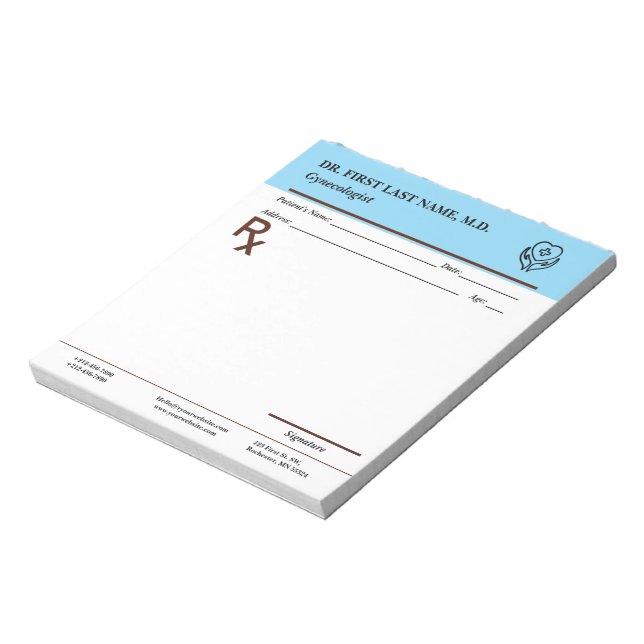 Custom Doctor Prescription Notepad Editable RX Pad Anteckningsblock (Roterad)