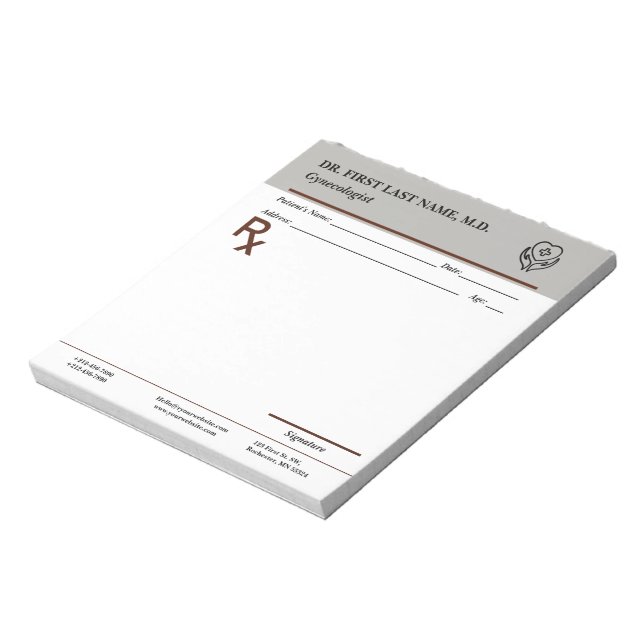 Custom Doctor Prescription Notepad Editable RX Pad Anteckningsblock (Roterad)