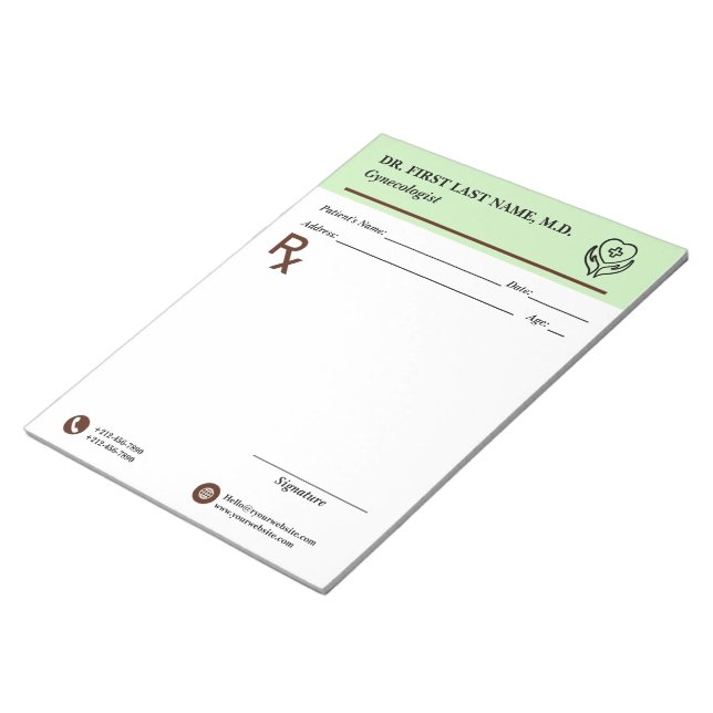 Custom Doctor Prescription Notepad Editable RX Pad Anteckningsblock (Vinklad)