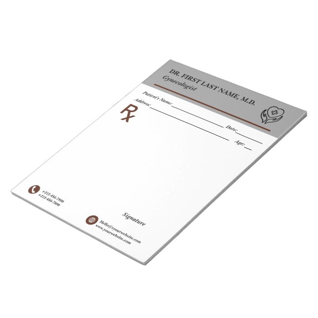 Custom Doctor Prescription Notepad Editable RX Pad Anteckningsblock (Vinklad)