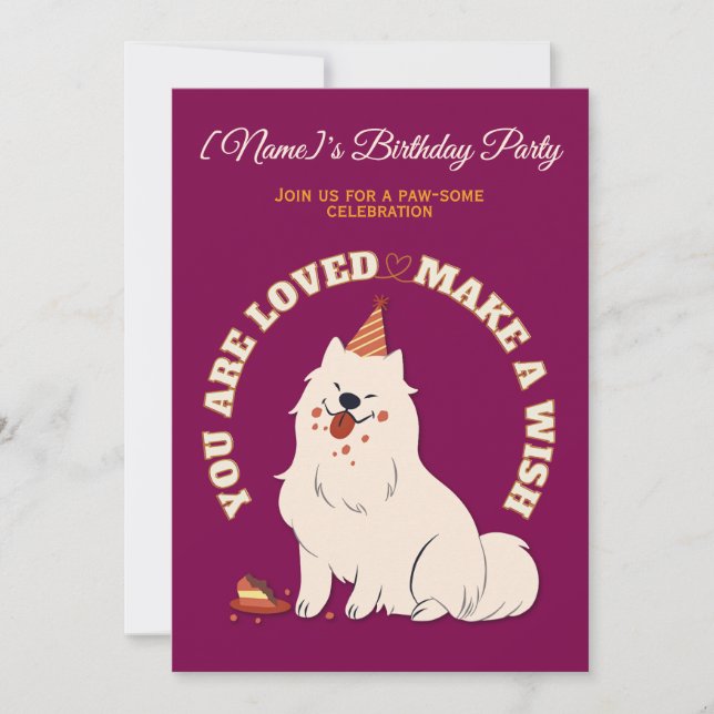 Custom Dog Birthday Party Invite Make A Wish Inbjudningar (Framsida)